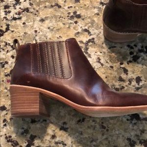 Genuine rich dark brown leather booties